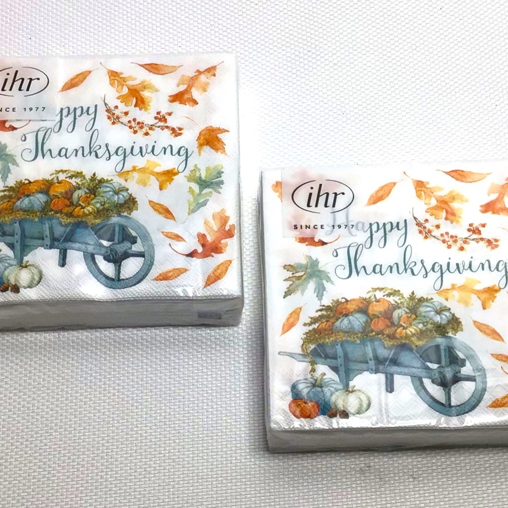 2 IHR Happy Thanksgiving Paper 20 Napkins 5” X 5”